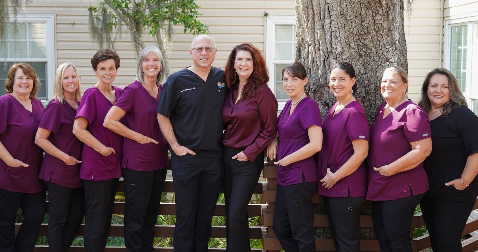 The Bergens Periodontics team gathered outside the Daytona Beach office